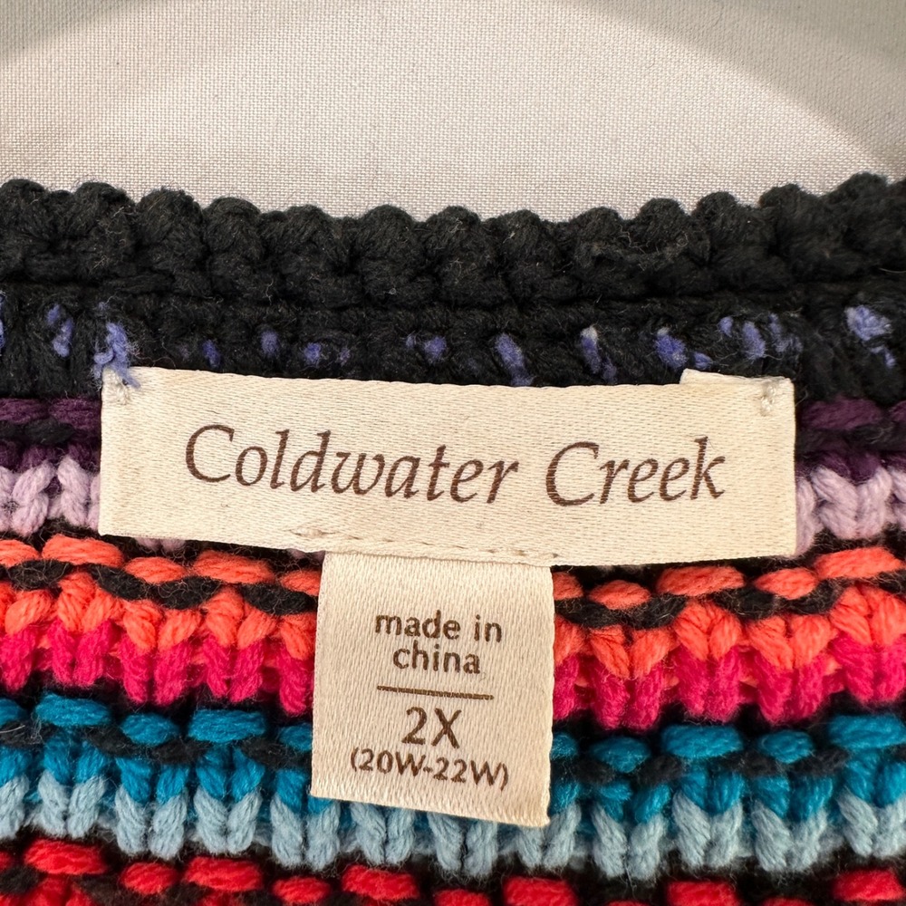 Coldwater Creek Full Zip Knit Cardigan Women 2X Multicolor Striped | Boho Artsy - Picture 6 of 10
